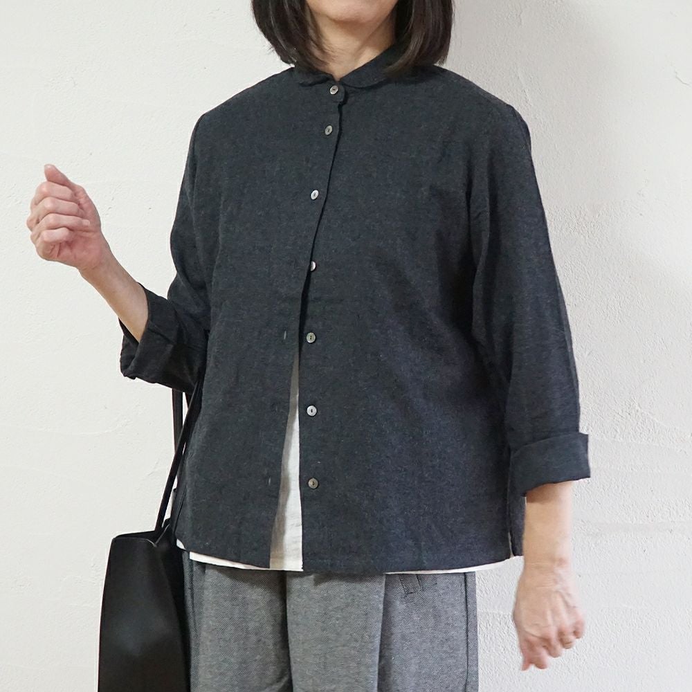 Branch m‘.,ブランチエム,ナチュラル,30代,40代,50代,60代,コットン,ゆったり,blouse,ブラウス,綿ブラウス,起毛ブラウス,羽織,羽織ブラウス,丸襟,丸襟ブラウス,シャツ,丸襟シャツ