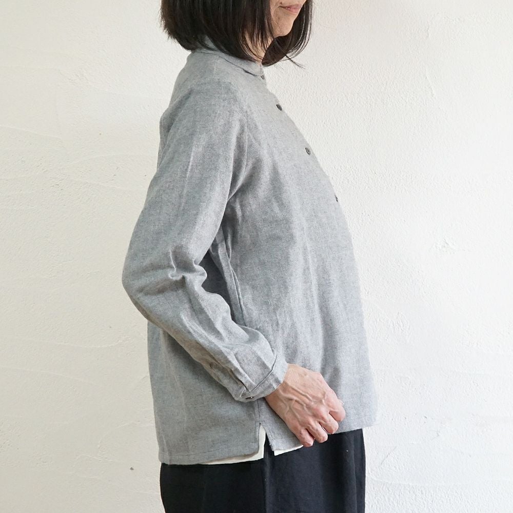 Branch m‘.,ブランチエム,ナチュラル,30代,40代,50代,60代,コットン,ゆったり,blouse,ブラウス,綿ブラウス,起毛ブラウス,羽織,羽織ブラウス,丸襟,丸襟ブラウス,シャツ,丸襟シャツ