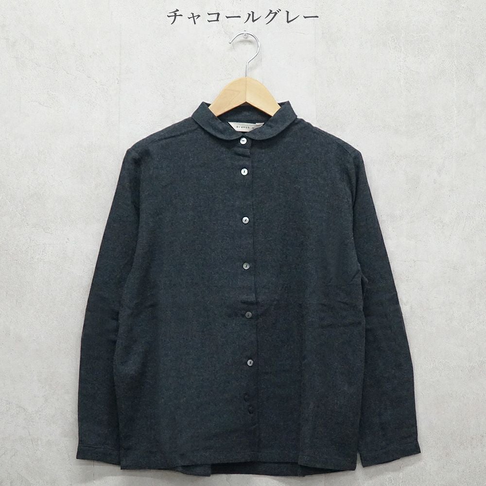 Branch m‘.,ブランチエム,ナチュラル,30代,40代,50代,60代,コットン,ゆったり,blouse,ブラウス,綿ブラウス,起毛ブラウス,羽織,羽織ブラウス,丸襟,丸襟ブラウス,シャツ,丸襟シャツ