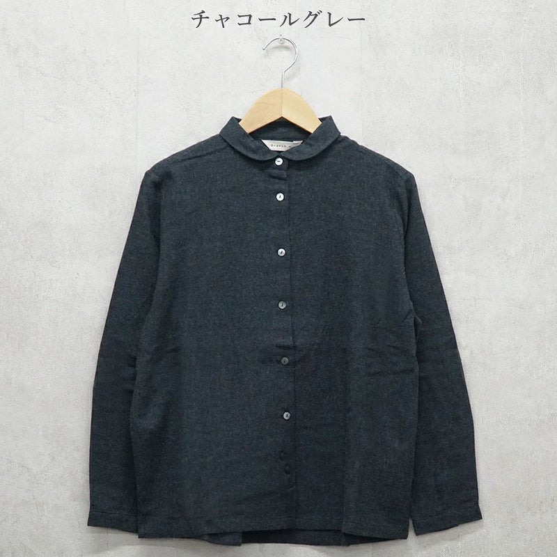 Branch m‘.,ブランチエム,ナチュラル,30代,40代,50代,60代,コットン,ゆったり,blouse,ブラウス,綿ブラウス,起毛ブラウス,羽織,羽織ブラウス,丸襟,丸襟ブラウス,シャツ,丸襟シャツ