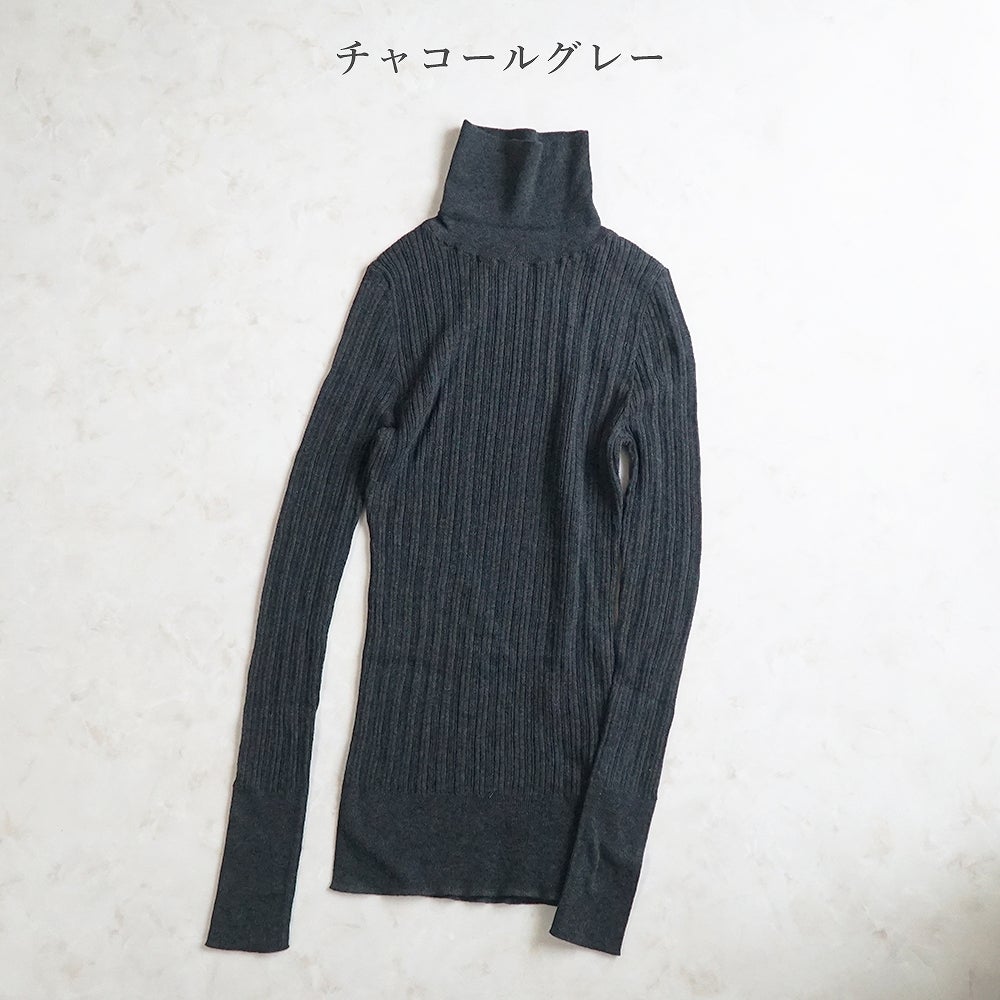 Branch m‘.,ブランチエム,ナチュラル,30代,40代,50代,60代, ,ゆったり,コットン,綿,クルーネック,テレコ,ランダムテレコ,タートルネック,セーター,ニット,タートルネックニット,