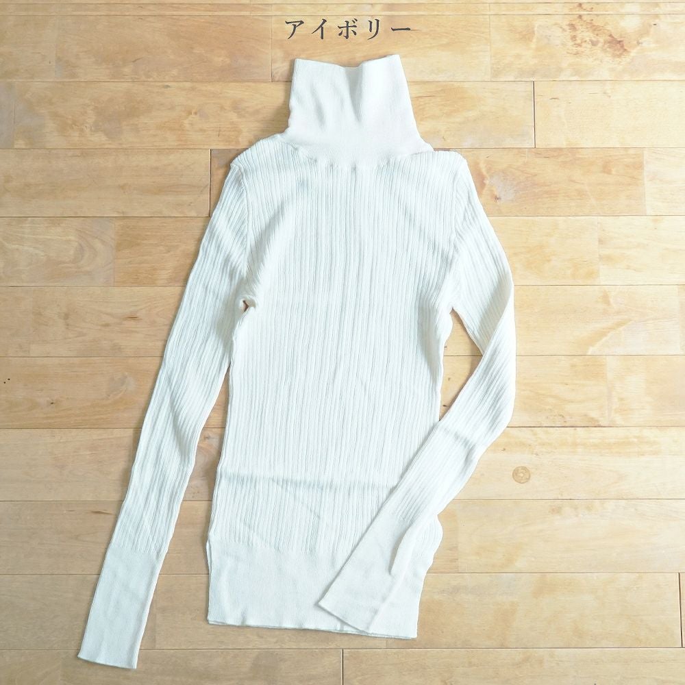 Branch m‘.,ブランチエム,ナチュラル,30代,40代,50代,60代, ,ゆったり,コットン,綿,クルーネック,テレコ,ランダムテレコ,タートルネック,セーター,ニット,タートルネックニット,