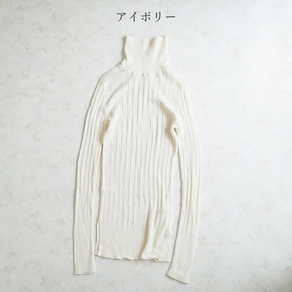 Branch m‘.,ブランチエム,ナチュラル,30代,40代,50代,60代, ,ゆったり,コットン,綿,クルーネック,テレコ,ランダムテレコ,タートルネック,セーター,ニット,タートルネックニット,