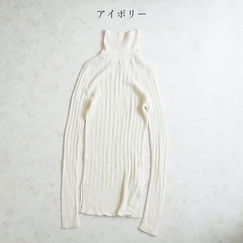 Branch m‘.,ブランチエム,ナチュラル,30代,40代,50代,60代, ,ゆったり,コットン,綿,クルーネック,テレコ,ランダムテレコ,タートルネック,セーター,ニット,タートルネックニット,