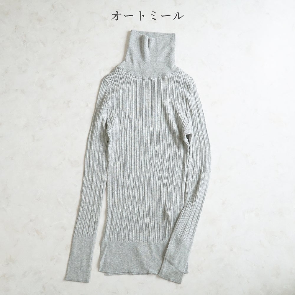 Branch m‘.,ブランチエム,ナチュラル,30代,40代,50代,60代, ,ゆったり,コットン,綿,クルーネック,テレコ,ランダムテレコ,タートルネック,セーター,ニット,タートルネックニット,