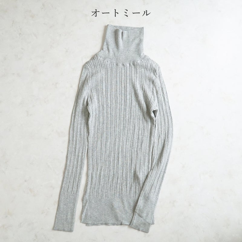 Branch m‘.,ブランチエム,ナチュラル,30代,40代,50代,60代, ,ゆったり,コットン,綿,クルーネック,テレコ,ランダムテレコ,タートルネック,セーター,ニット,タートルネックニット,