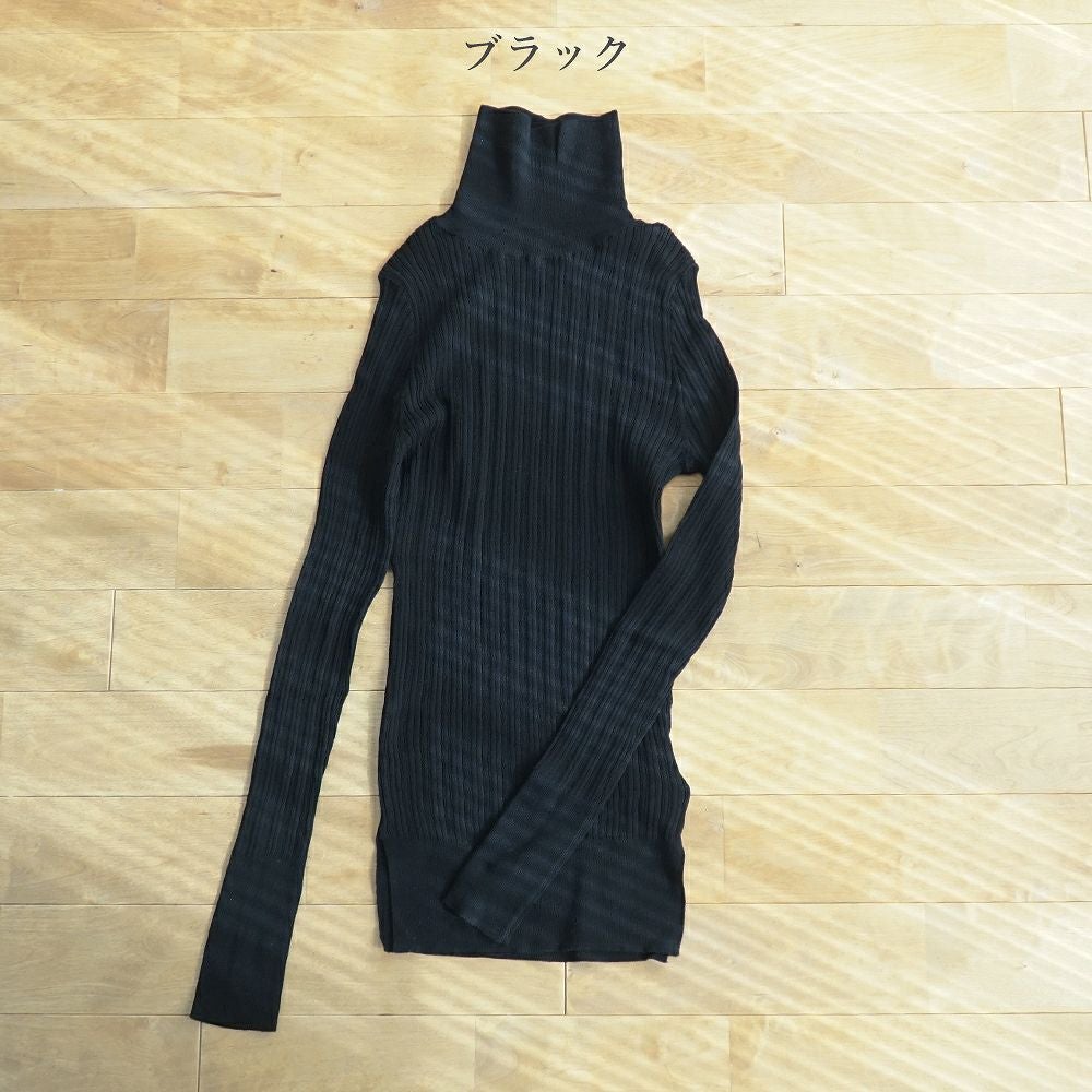 Branch m‘.,ブランチエム,ナチュラル,30代,40代,50代,60代, ,ゆったり,コットン,綿,クルーネック,テレコ,ランダムテレコ,タートルネック,セーター,ニット,タートルネックニット,