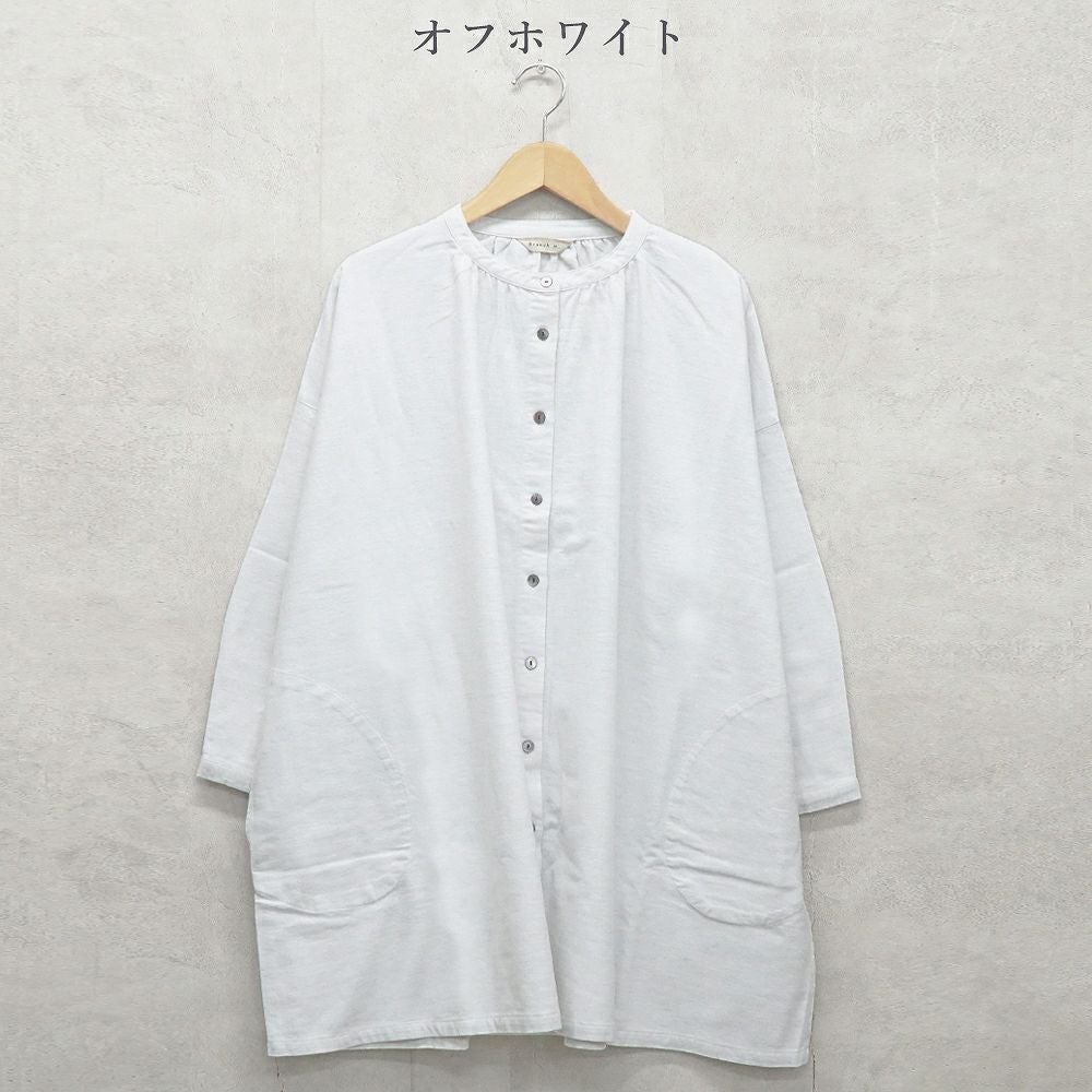 Branch m‘.,ブランチエム,ナチュラル,30代,40代,50代,60代,コットン,ゆったり,blouse,ブラウス,綿ブラウス,綿ウール,コットンウール,チュニック,ギャザーチュニック,羽織チュニック,ライトアウター,カーディガン,チュニックブラウス 