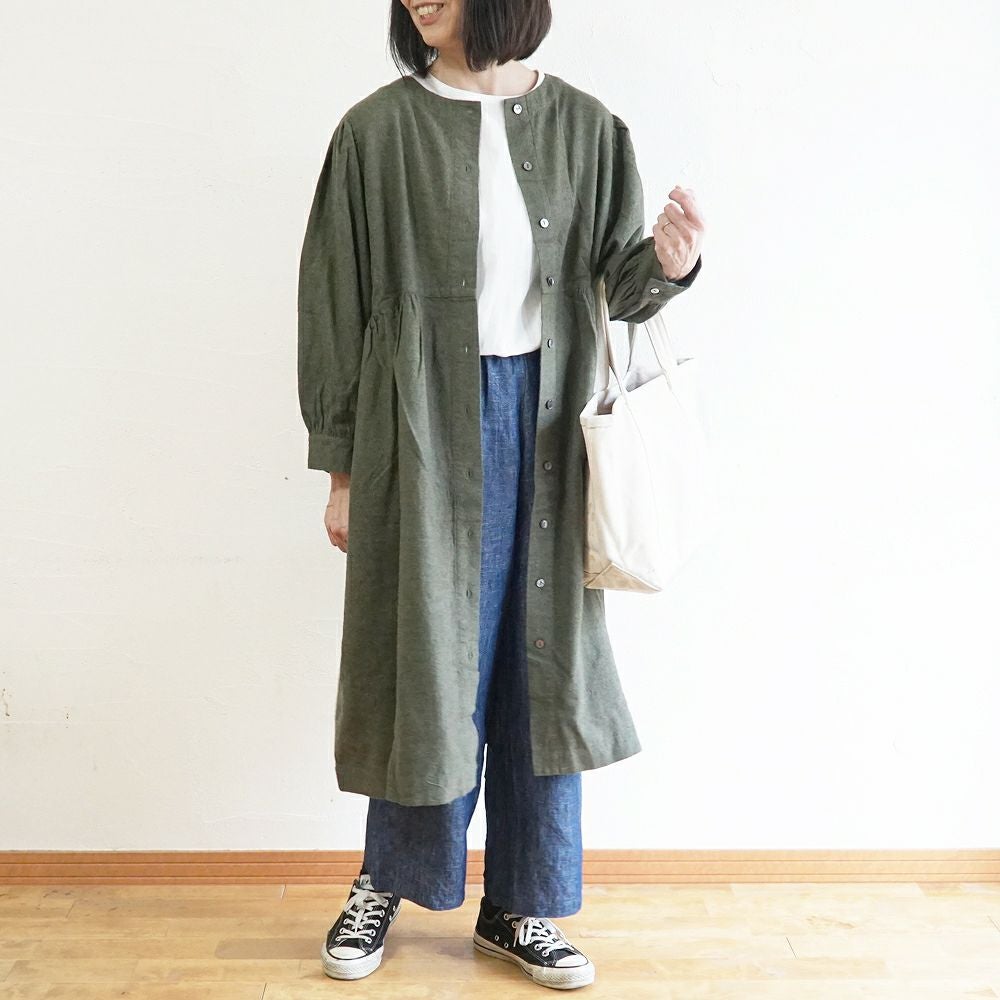 Branch m‘.,ブランチエム,ナチュラル,30代,40代,50代,60代,コットン,ゆったり,blouse,ブラウス,綿ブラウス,綿ウール,コットンウール,ワンピース,ギャザーワンピース,羽織ワンピース,ライトアウター,カーディガン,起毛ワンピース