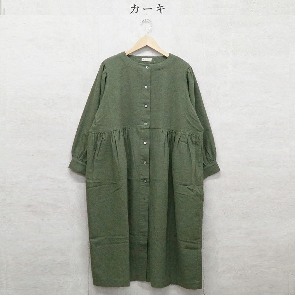 Branch m‘.,ブランチエム,ナチュラル,30代,40代,50代,60代,コットン,ゆったり,blouse,ブラウス,綿ブラウス,綿ウール,コットンウール,ワンピース,ギャザーワンピース,羽織ワンピース,ライトアウター,カーディガン,起毛ワンピース