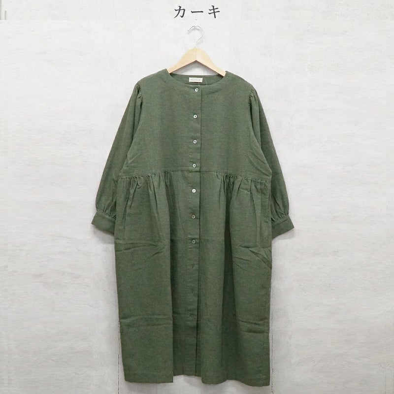 Branch m‘.,ブランチエム,ナチュラル,30代,40代,50代,60代,コットン,ゆったり,blouse,ブラウス,綿ブラウス,綿ウール,コットンウール,ワンピース,ギャザーワンピース,羽織ワンピース,ライトアウター,カーディガン,起毛ワンピース