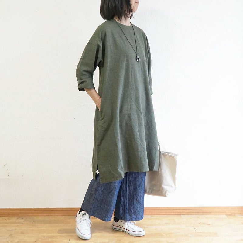 Branch m‘.,ブランチエム,ナチュラル,30代,40代,50代,60代,コットン,ゆったり,ワンピース ,綿,綿ウール,コットンウール,ワンピース,起毛ワンピース,チュニックワンピース