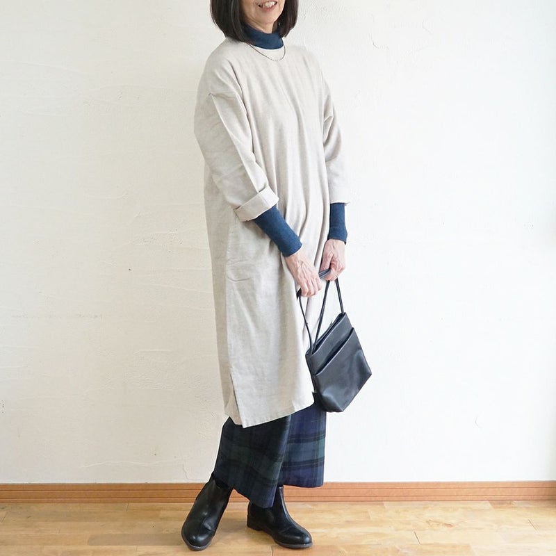 Branch m‘.,ブランチエム,ナチュラル,30代,40代,50代,60代,コットン,ゆったり,ワンピース ,綿,綿ウール,コットンウール,ワンピース,起毛ワンピース,チュニックワンピース