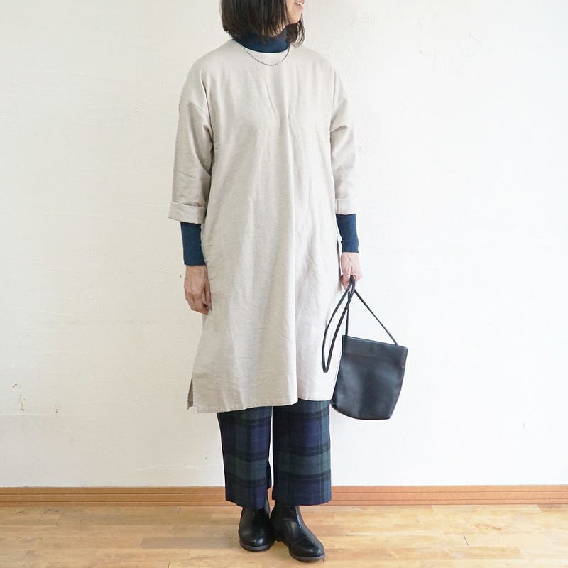 Branch m‘.,ブランチエム,ナチュラル,30代,40代,50代,60代,コットン,ゆったり,ワンピース ,綿,綿ウール,コットンウール,ワンピース,起毛ワンピース,チュニックワンピース