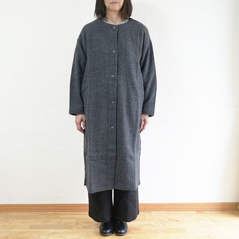 Branch m‘.,ブランチエム,ナチュラル,30代,40代,50代,60代,ゆったり,ウール,カーディガン,ウールカーディガン,羽織,コート,ノーカラーコート,クルーネックコート,ノーカラー,クルーネック,ワンピース,羽織ワンピース