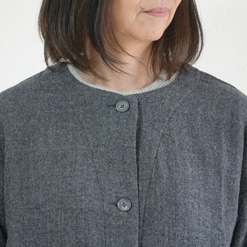 Branch m‘.,ブランチエム,ナチュラル,30代,40代,50代,60代,ゆったり,ウール,カーディガン,ウールカーディガン,羽織,コート,ノーカラーコート,クルーネックコート,ノーカラー,クルーネック,ワンピース,羽織ワンピース