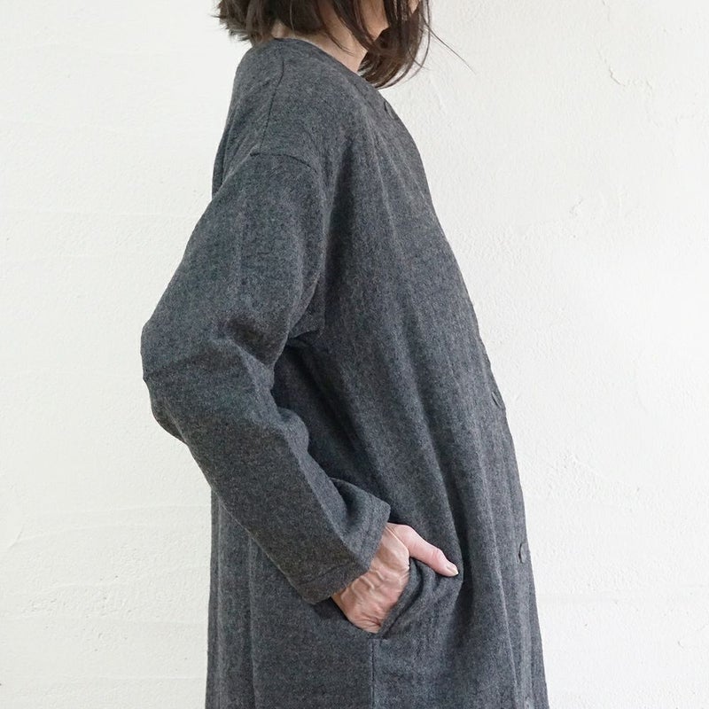 Branch m‘.,ブランチエム,ナチュラル,30代,40代,50代,60代,ゆったり,ウール,カーディガン,ウールカーディガン,羽織,コート,ノーカラーコート,クルーネックコート,ノーカラー,クルーネック,ワンピース,羽織ワンピース
