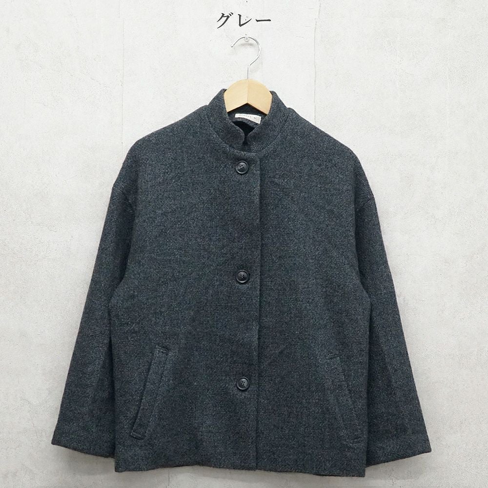 Branch m‘.,ブランチエム,ナチュラル,30代,40代,50代,60代,ウール,ゆったり,コート,ジャケット,スタンドカラー,スタンドカラージャケット,スタンドカラーコート,ウールコート,ショートコート,