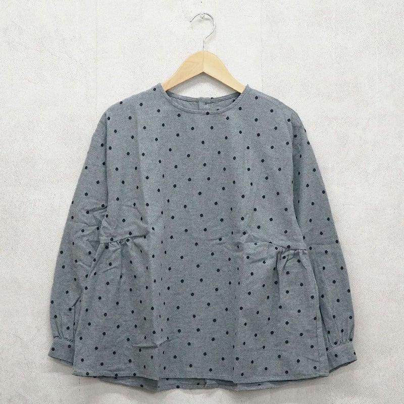 Branch m‘.,ブランチエム,ナチュラル,30代,40代,50代,60代,コットン,ゆったり,綿,起毛,ブラウス,プルオーバー,プルオーバーブラウス,ギャザーブラウス,刺繍ブラウス,ドット柄ブラウス,ドット柄,柄ブラウス