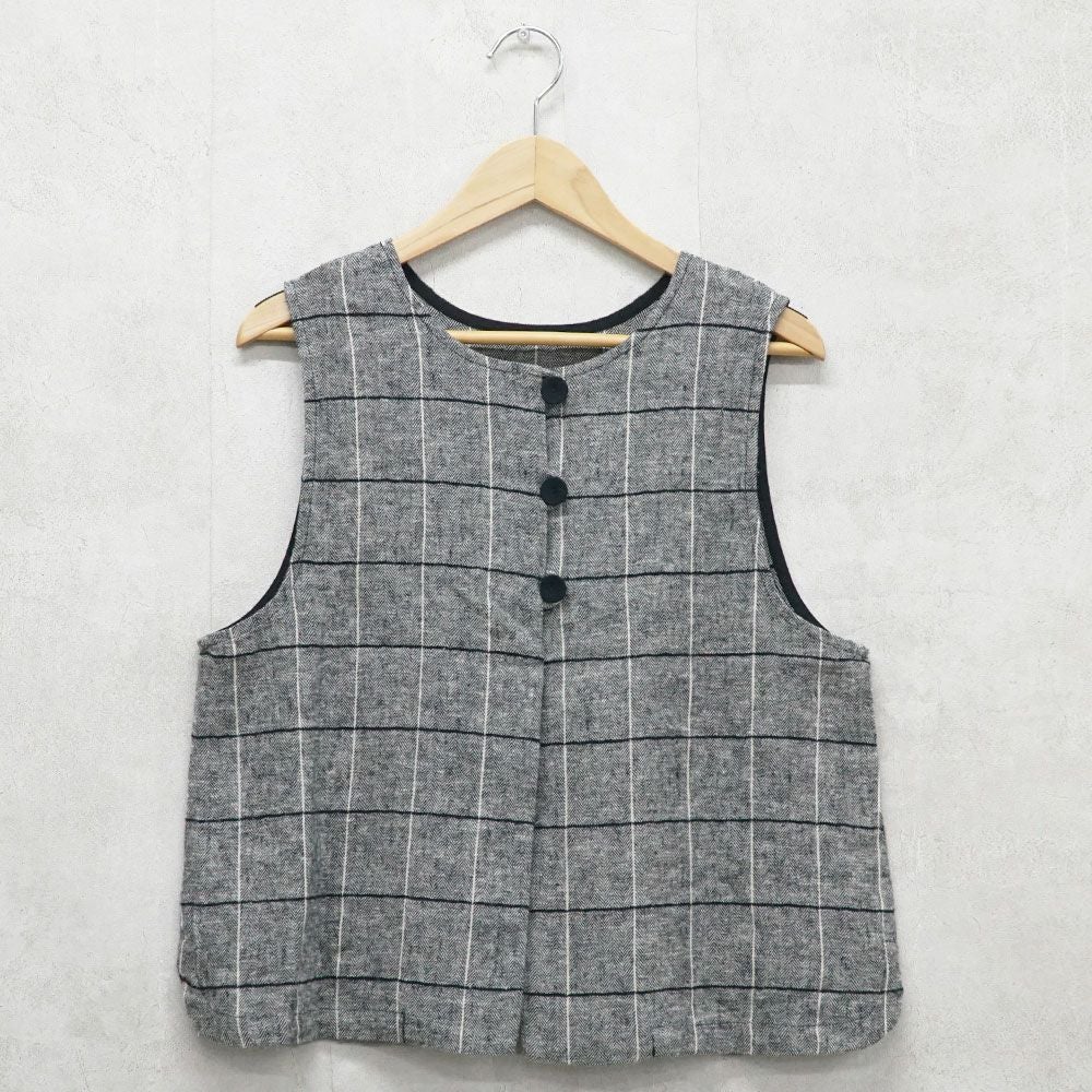 Branch m‘.,ブランチエム,ナチュラル,30代,40代,50代,60代,コットン,ゆったり,綿,起毛,綿麻,コットンリネン,へリンボン,ヘリンボーン,ベスト,2wayベスト