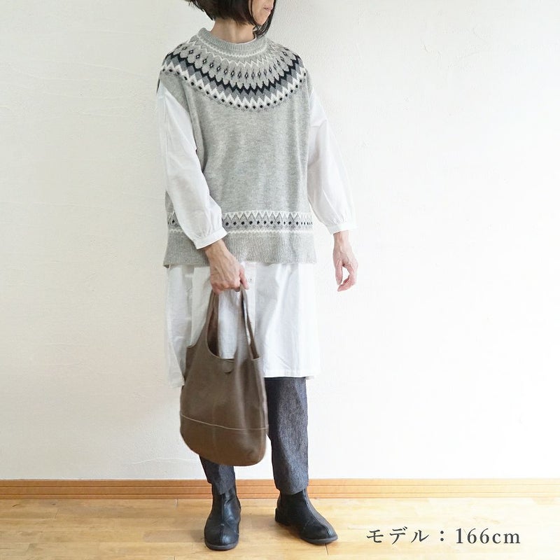 Branch m‘.,ブランチエム,ナチュラル,30代,40代,50代,60代,ウール,ゆったり,ベスト,2wayベスト,ニットベスト,ノルディック,ノルディック柄,