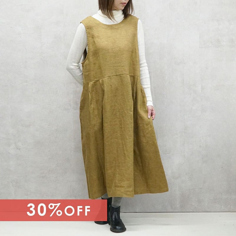 Branch m‘.,ブランチエム,ナチュラル,30代,40代,50代,60代,リネン,ゆったり,麻,起毛,リネンワンピース,ノースリーブワンピース,ジャンパースカート,2way,2wayワンピース,Vネックワンピース
