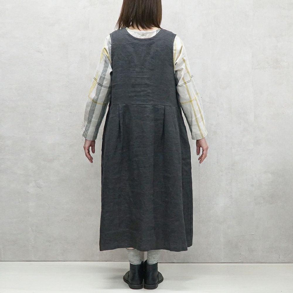 Branch m‘.,ブランチエム,ナチュラル,30代,40代,50代,60代,リネン,ゆったり,麻,起毛,リネンワンピース,ノースリーブワンピース,ジャンパースカート,2way,2wayワンピース,Vネックワンピース