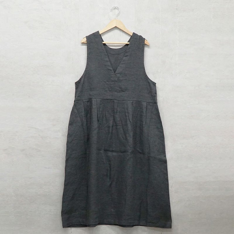 Branch m‘.,ブランチエム,ナチュラル,30代,40代,50代,60代,リネン,ゆったり,麻,起毛,リネンワンピース,ノースリーブワンピース,ジャンパースカート,2way,2wayワンピース,Vネックワンピース