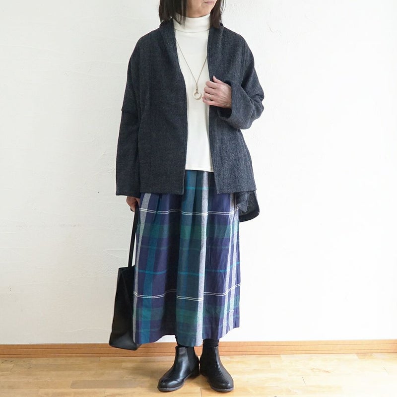 Branch m‘.,ブランチエム,ナチュラル,30代,40代,50代,60代,コットン,ゆったり,綿,チェック,チェック柄,チェックスカート,スカート,フレアスカート,タックスカート,