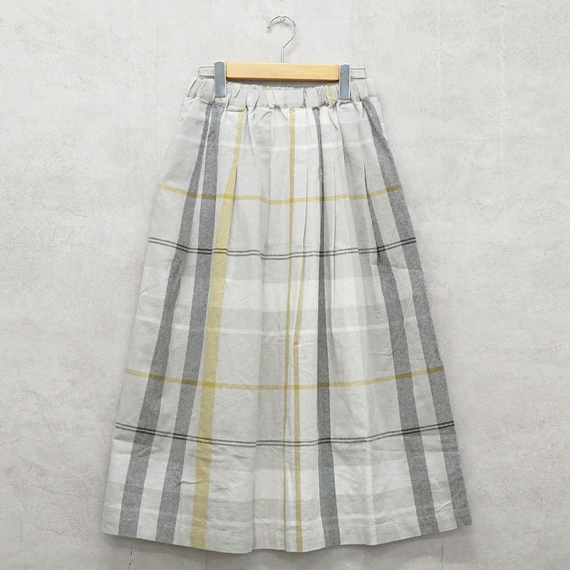 Branch m‘.,ブランチエム,ナチュラル,30代,40代,50代,60代,コットン,ゆったり,綿,チェック,チェック柄,チェックスカート,スカート,フレアスカート,タックスカート,