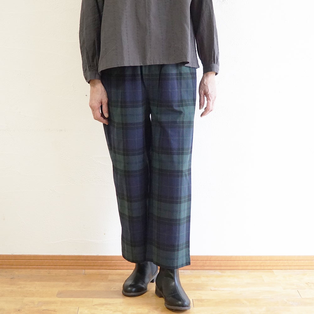 Branch m‘.,ブランチエム,ナチュラル,30代,40代,50代,60代,コットン,ゆったり,綿,チェック,チェック柄,パンツ,ワイドパンツ,ブラックウォッチ