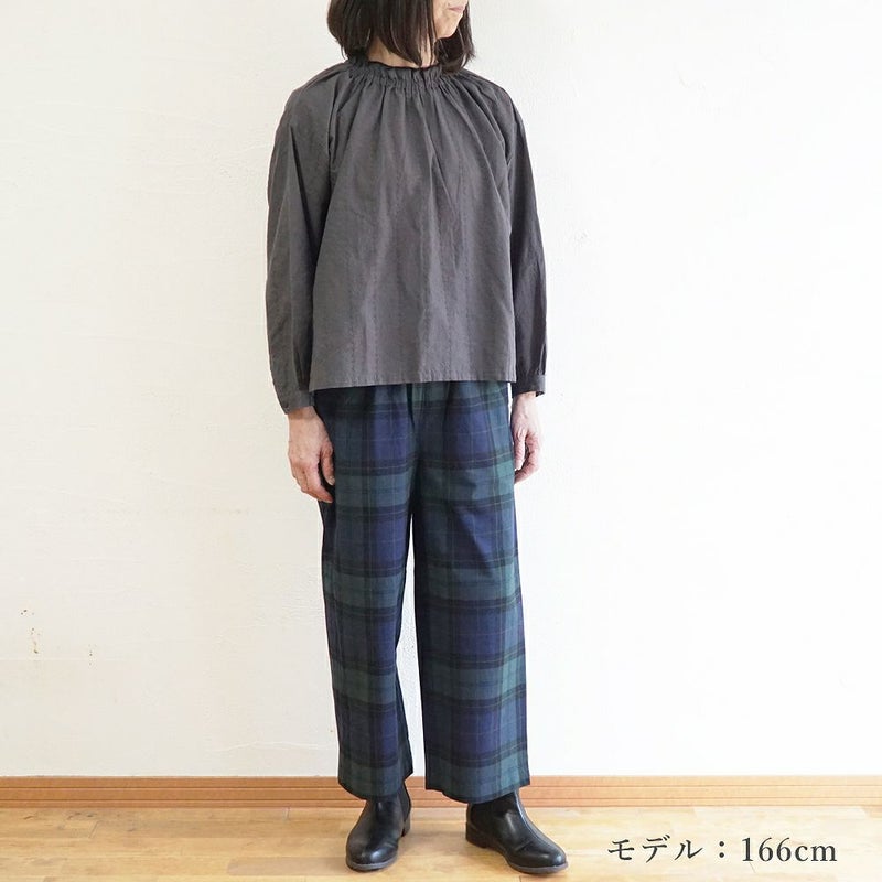 Branch m‘.,ブランチエム,ナチュラル,30代,40代,50代,60代,コットン,ゆったり,綿,チェック,チェック柄,パンツ,ワイドパンツ,ブラックウォッチ