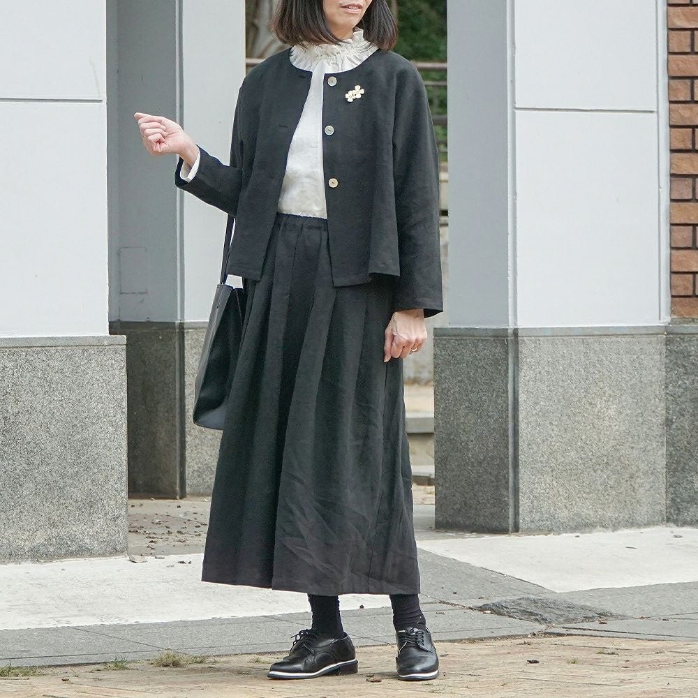 Branch m‘.,ブランチエム,ナチュラル,30代,40代,50代,60代,リネン,ゆったり,ジャケット,リネンジャケット,クルーネックジャケット,ノーカラージャケット,ショート丈,ショートジャケット,フォーマル,オケージョン,セットアップ