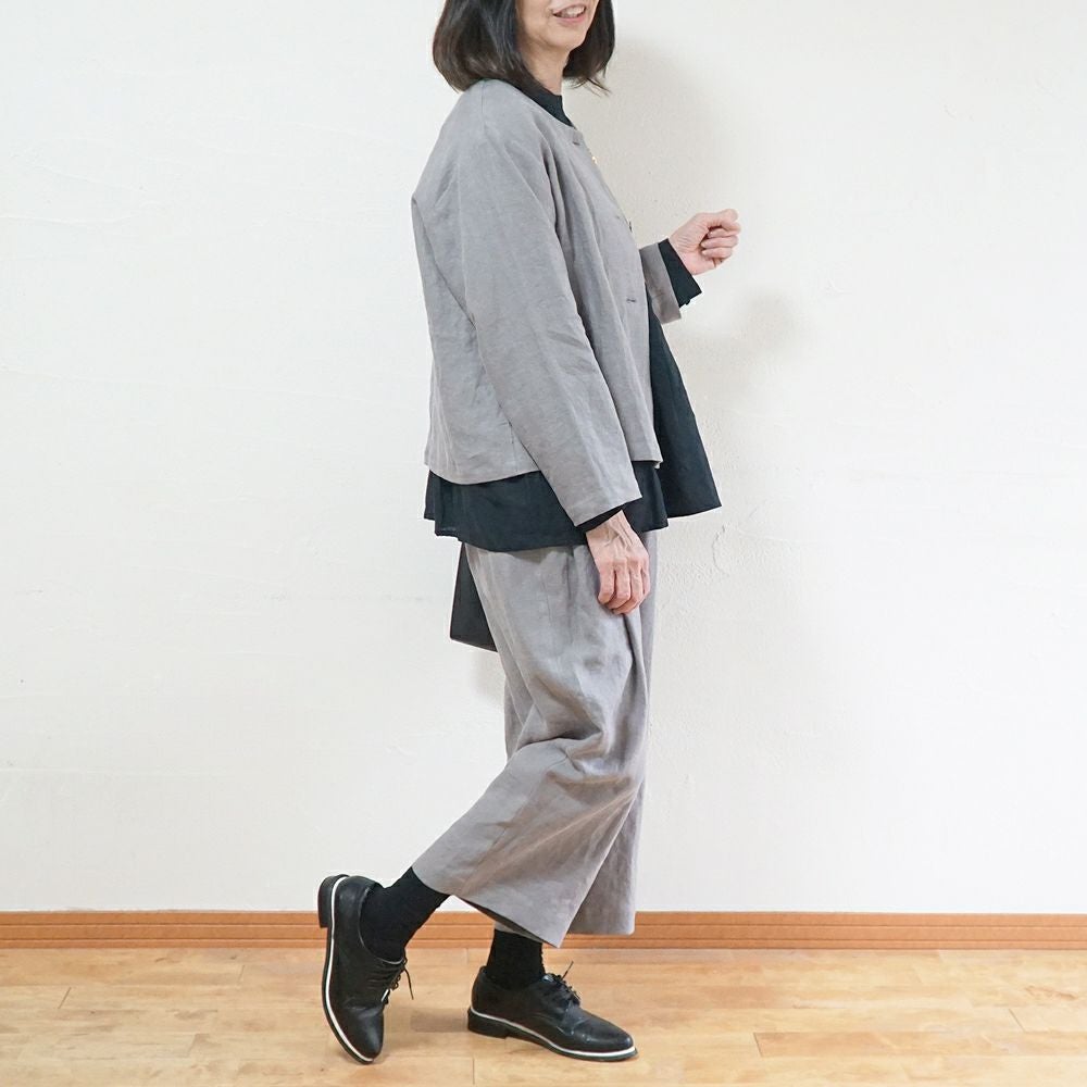 BR1900】 【セットアップ可能】しなやかリネン・ノーカラージャケット