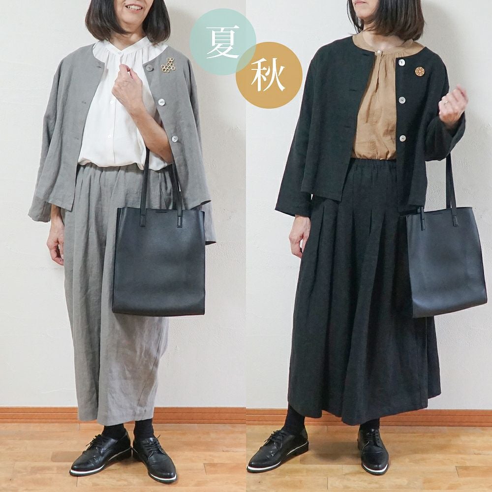BR1900】 【セットアップ可能】しなやかリネン・ノーカラージャケット