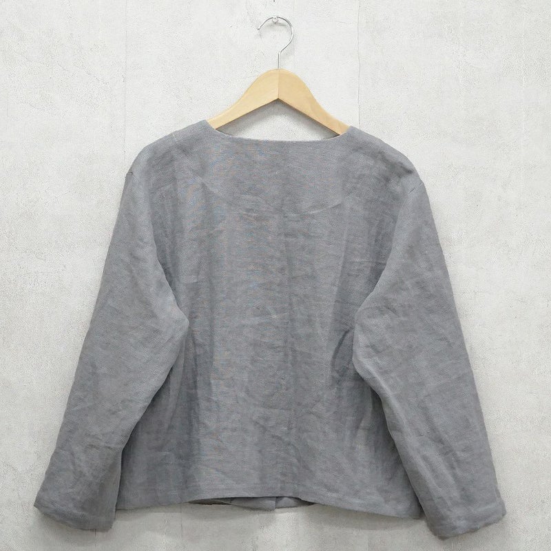 Branch m‘.,ブランチエム,ナチュラル,30代,40代,50代,60代,リネン,ゆったり,ジャケット,リネンジャケット,クルーネックジャケット,ノーカラージャケット,ショート丈,ショートジャケット,フォーマル,オケージョン,セットアップ