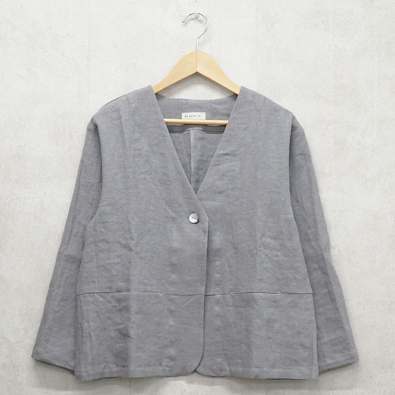 Branch m‘.,ブランチエム,ナチュラル,30代,40代,50代,60代,リネン,ゆったり,ジャケット,リネンジャケット,Vネック,Vネックジャケット,ショート丈,ショートジャケット,フォーマル,オケージョン,セットアップ