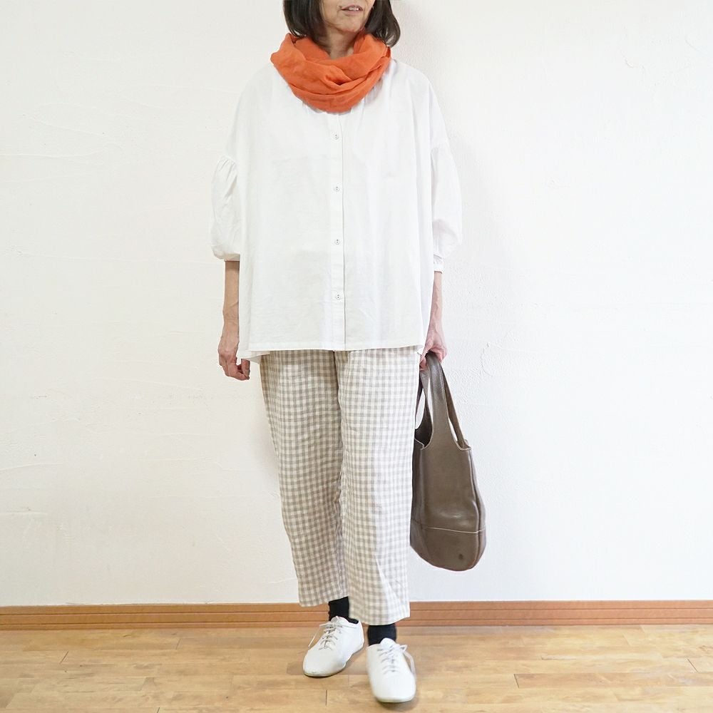 Branch m‘.,ブランチエム,ナチュラル,30代,40代,50代,60代,リネン,ゆったり,麻,pants,パンツ,テーパード,テーパードパンツ,リネンパンツ,ギンガムチェック,チェックパンツ,