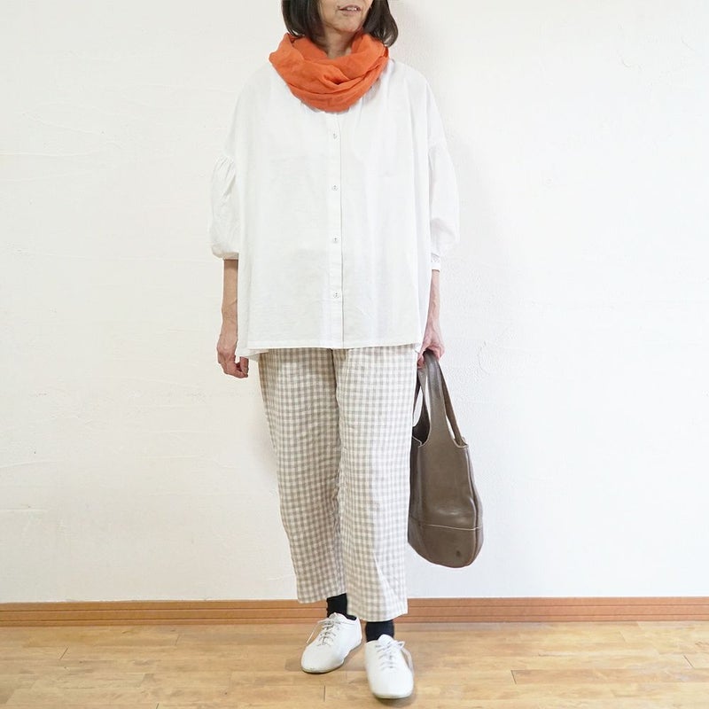 Branch m‘.,ブランチエム,ナチュラル,30代,40代,50代,60代,リネン,ゆったり,麻,pants,パンツ,テーパード,テーパードパンツ,リネンパンツ,ギンガムチェック,チェックパンツ,