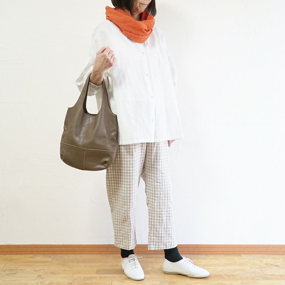 Branch m‘.,ブランチエム,ナチュラル,30代,40代,50代,60代,リネン,ゆったり,麻,pants,パンツ,テーパード,テーパードパンツ,リネンパンツ,ギンガムチェック,チェックパンツ,