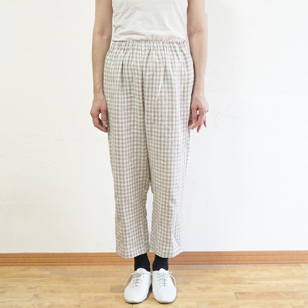 Branch m‘.,ブランチエム,ナチュラル,30代,40代,50代,60代,リネン,ゆったり,麻,pants,パンツ,テーパード,テーパードパンツ,リネンパンツ,ギンガムチェック,チェックパンツ,