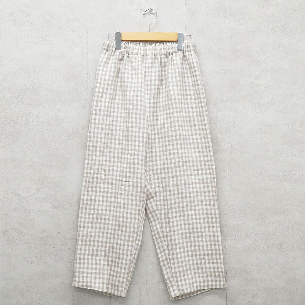 Branch m‘.,ブランチエム,ナチュラル,30代,40代,50代,60代,リネン,ゆったり,麻,pants,パンツ,テーパード,テーパードパンツ,リネンパンツ,ギンガムチェック,チェックパンツ,