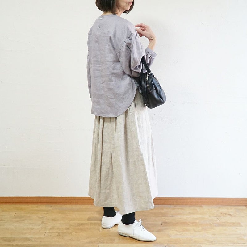 Branch m‘.,ブランチエム,ナチュラル,30代,40代,50代,60代,リネン,ゆったり,麻,スカート,リネンスカート,ギンガムチェック,チェックパンツ,タックスカート,