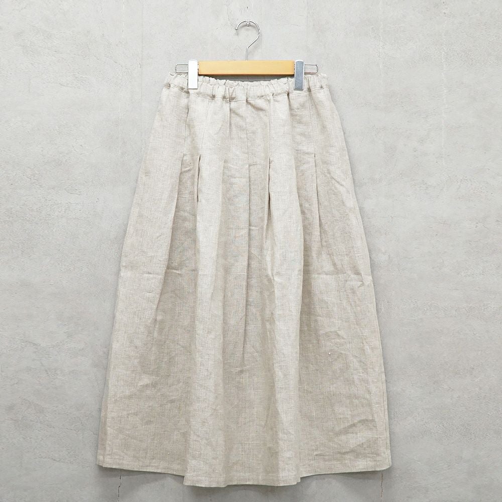 Branch m‘.,ブランチエム,ナチュラル,30代,40代,50代,60代,リネン,ゆったり,麻,スカート,リネンスカート,ギンガムチェック,チェックパンツ,タックスカート,