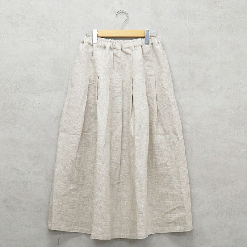 Branch m‘.,ブランチエム,ナチュラル,30代,40代,50代,60代,リネン,ゆったり,麻,スカート,リネンスカート,ギンガムチェック,チェックパンツ,タックスカート,