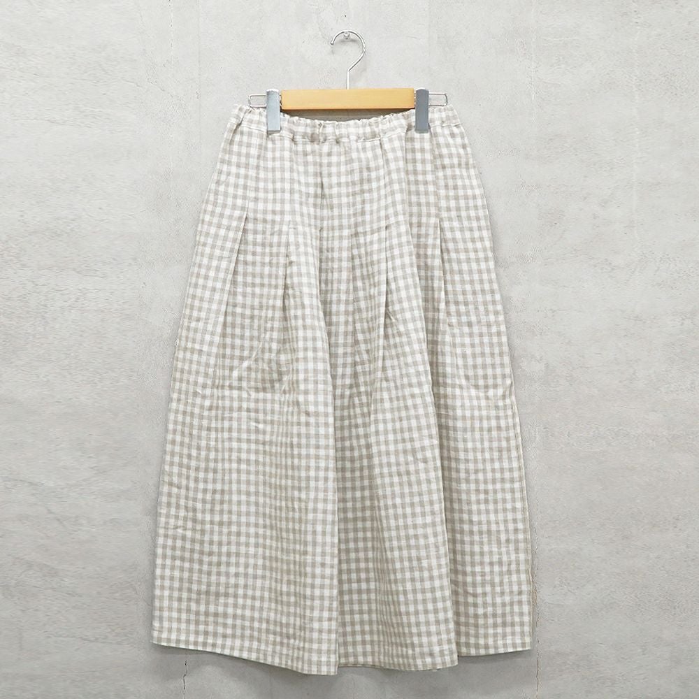 Branch m‘.,ブランチエム,ナチュラル,30代,40代,50代,60代,リネン,ゆったり,麻,スカート,リネンスカート,ギンガムチェック,チェックパンツ,タックスカート,