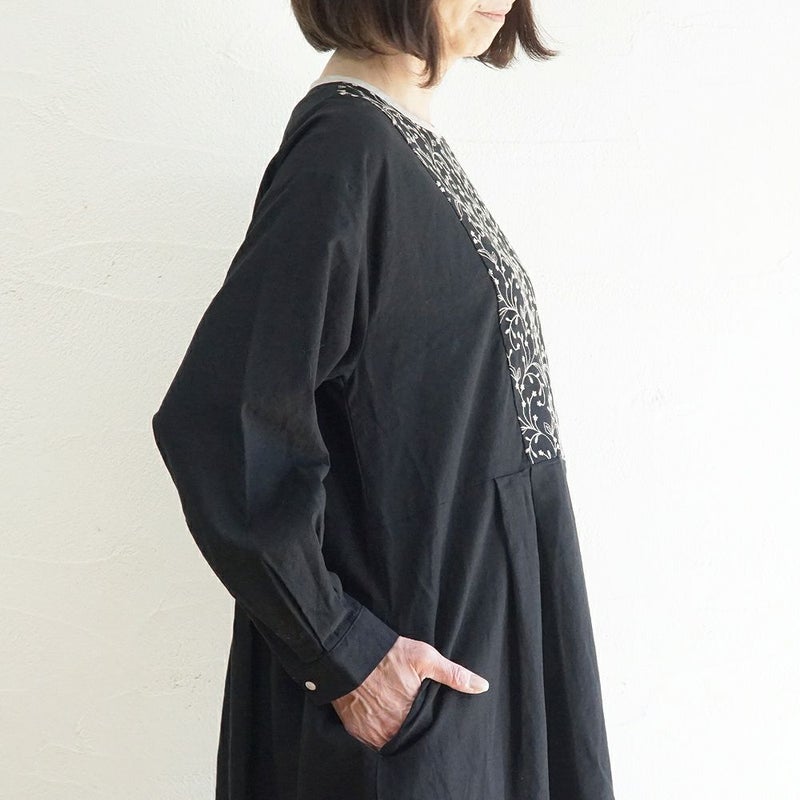 Branch m‘.,ブランチエム,ナチュラル,30代,40代,50代,60代,リネン,ゆったり,刺繍,刺繍ワンピース,ワンピース,タックワンピース,