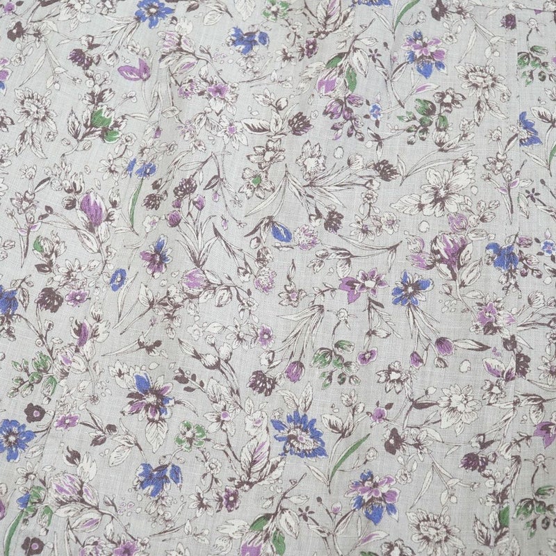 Branch m‘.,ブランチエム,ナチュラル,30代,40代,50代,60代,リネン,ゆったり, ブラウス,リネンブラウス,花柄,花柄ブラウス,2way,2wayブラウスノーカラーブラウス,ギャザーブラウ