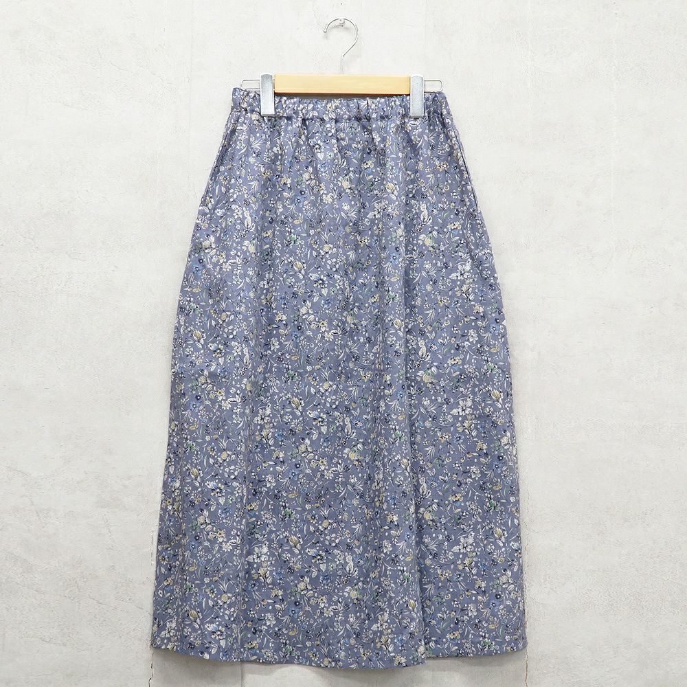 Branch m‘.,ブランチエム,ナチュラル,30代,40代,50代,60代,リネン,ゆったり,skirt,スカート,リネンスカート,タックスカート,花柄,花柄スカート,花柄プリント,