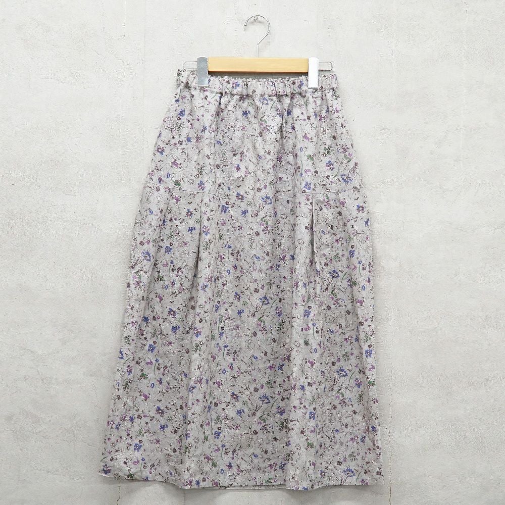 Branch m‘.,ブランチエム,ナチュラル,30代,40代,50代,60代,リネン,ゆったり,skirt,スカート,リネンスカート,タックスカート,花柄,花柄スカート,花柄プリント,